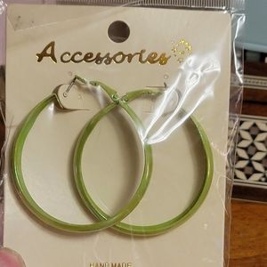 Green Hoop Earrings